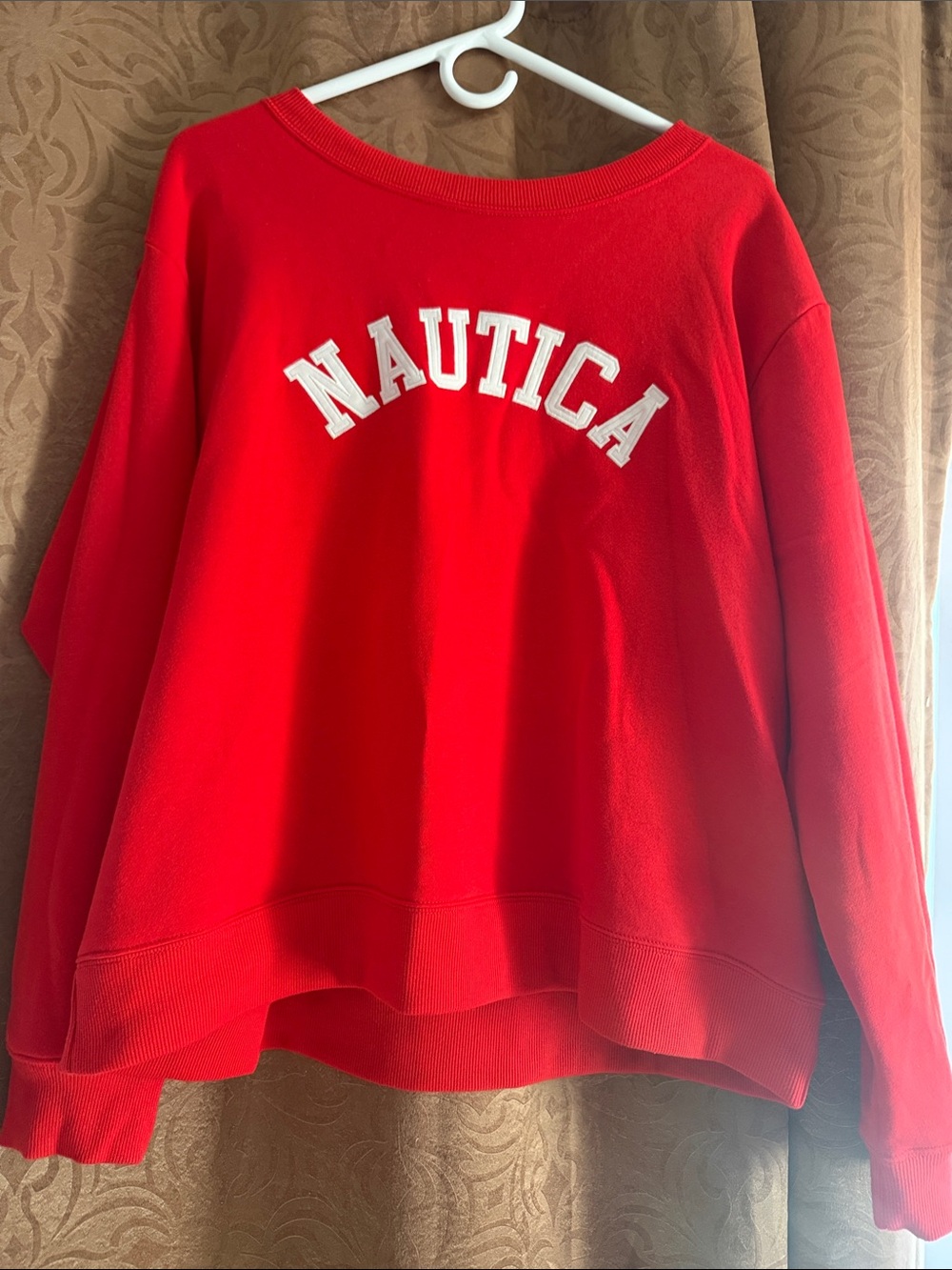 Nautica Red Crewneck Sweatshirt with White Arch Logo